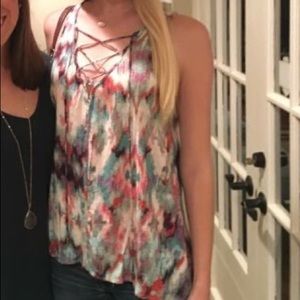 Patterned Lace up top